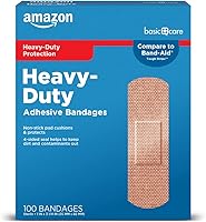 Amazon Basic Care Heavy-Duty Flexible Fabric Bandages, 100 Count - Tough Protection for Cuts, Scrapes & Blisters
