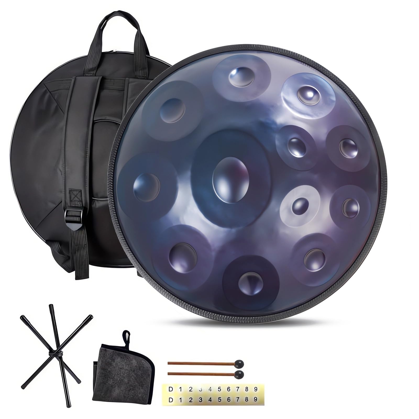 Steel Tongue Drum, Handpan Instrument De 9/10/ 12 Notes Avec Sac, Baguettes Et Support À Maillets, Handpan Drum De 432Hz/440Hz Pour La Guérison Sonore, La Méditation Ou Le Yoga (Size : 432Hz, Color