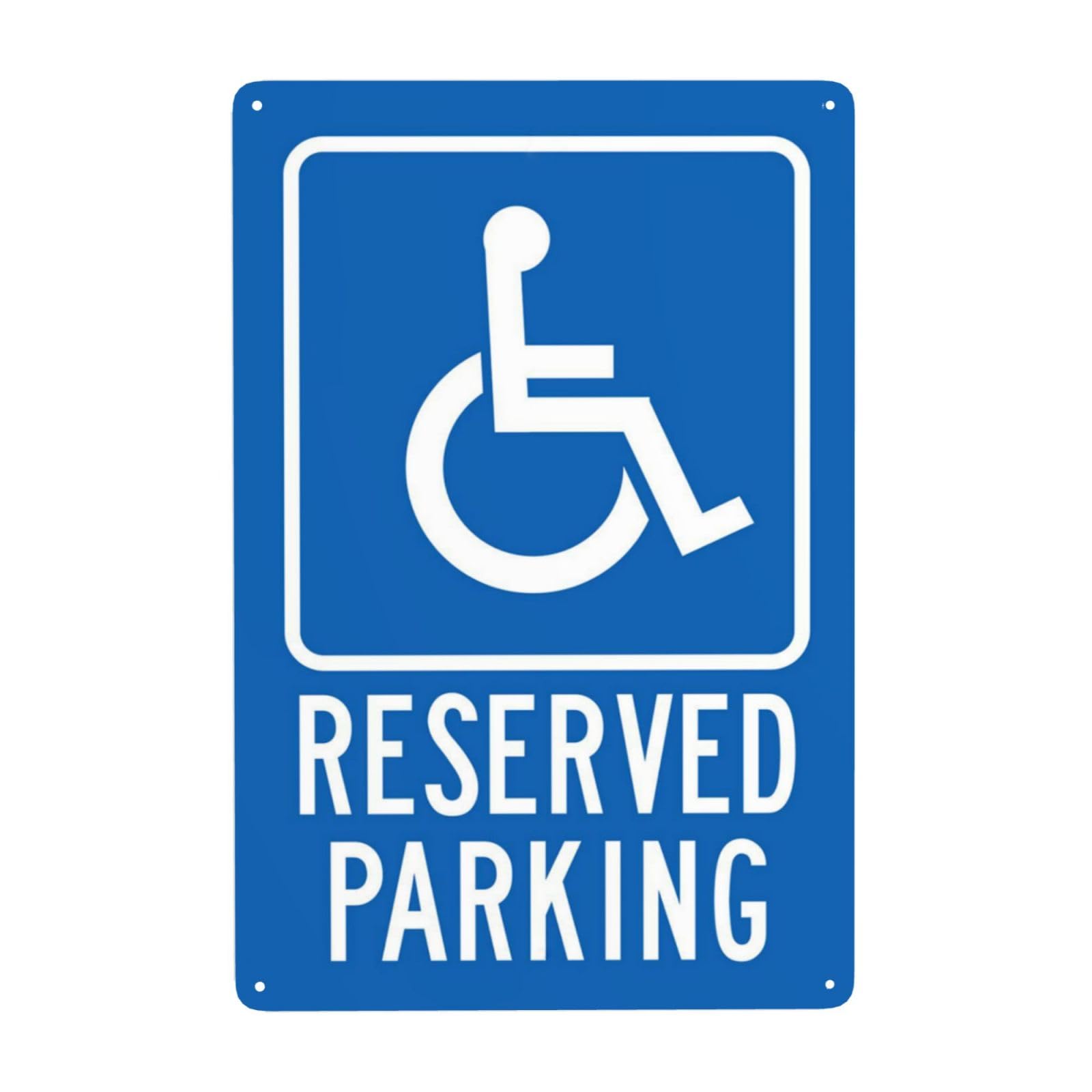 SMAZDFXX Reserved Handicapped Parking Metal Warning Signs, Cautions Security Tin Sign, Safety Signs for Street Business Wall Decor 12"x16"