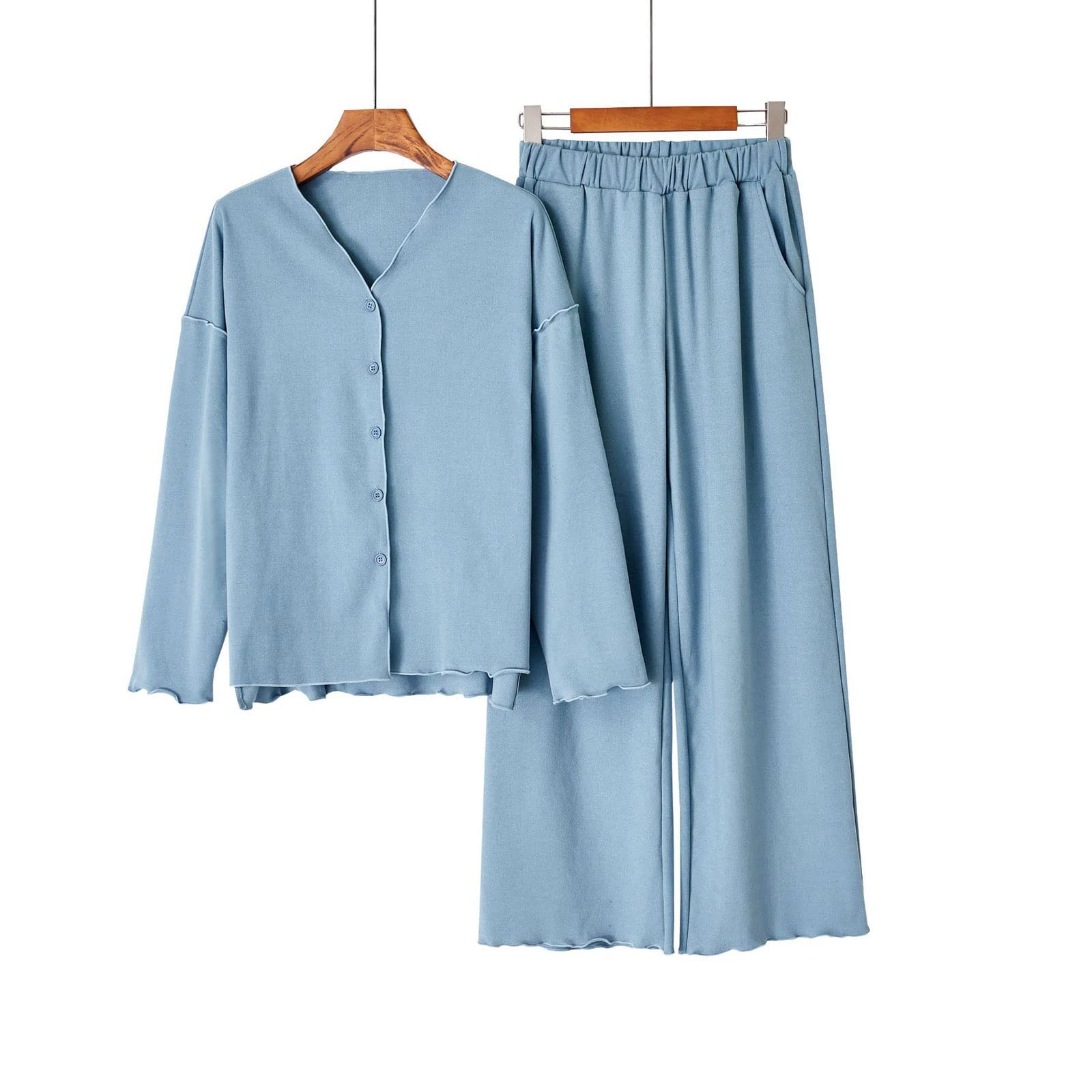 Zestaw piżam damskich Miękka bielizna nocna Pjs Jesienna i zimowa piżama damska Luźna domowa piżama na co dzień Ciepły zestaw PJ Set Loungewear Bielizna nocna (Color : E, Size : L-size)