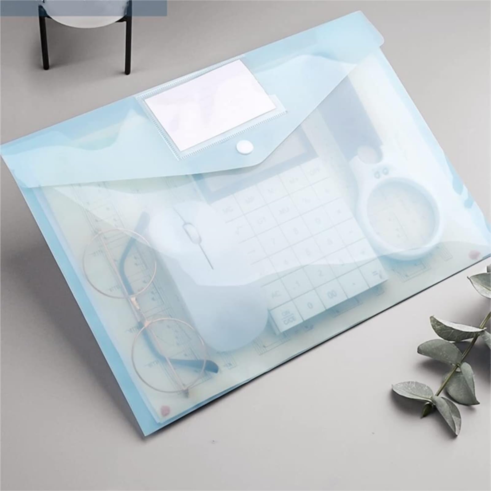 cartelle in plastica Confezione da 20 buste trasparenti in plastica A4 con chiusura a bottone automatico, cartelle impermeabili, organizer formato lettera for scuola, ufficio, casa cartelle