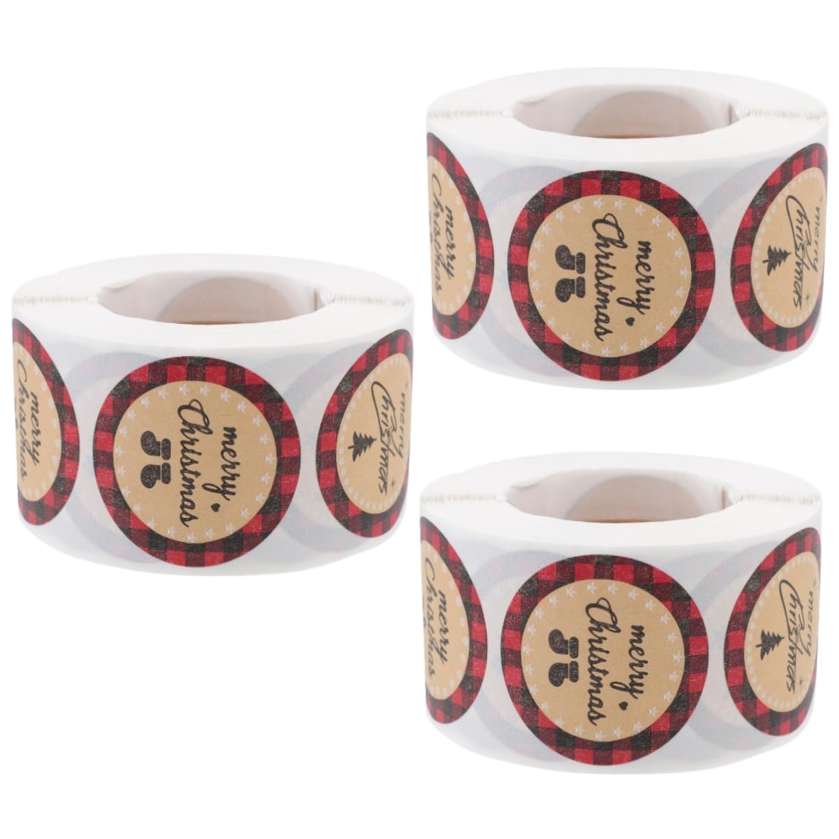SHINEOFI 3rotoli Adesivi Per Confezioni Natalizie Etichette Carta Kraft Con Design Festivo Adesivi Per Regali e Buste Facili Da Applicare e Rimuovere Senza Residui