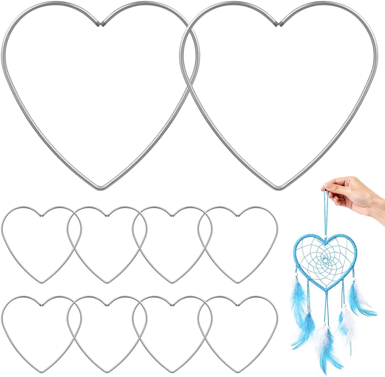 Pack of 10 Heart-Shaped Metal Rings 4.72 Inch DIY Dream Catcher Ring Handmade Fabric Metal Ring for Home Decor and Craft Projects