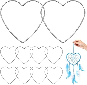 Amosfun 20Pcs Metal Heart Dreamcatcher Rings 4.72" Macrame Hoop Catcher Rings DIY Macrame Craft Supplies for Wall Hanging and Home Decor Accessories
