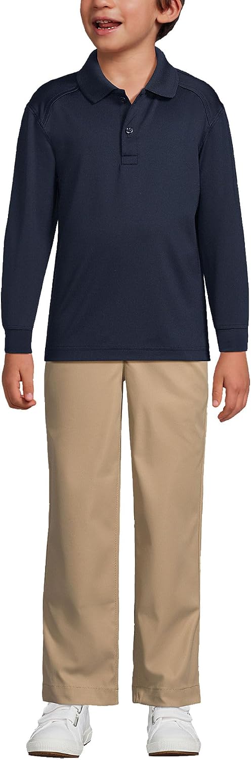 Lands' End School Uniform Kids Long Sleeve Rapid Dry Polo Shirt
