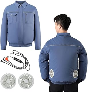 Chaqueta de Trabajo con Aire Acondicionado, Chaqueta Informal con Ventilador, con 2 Ventiladores Y 1 Cable de Datos, Ropa de Trabajo con Aire Acondicionado, No Incluye Pilas