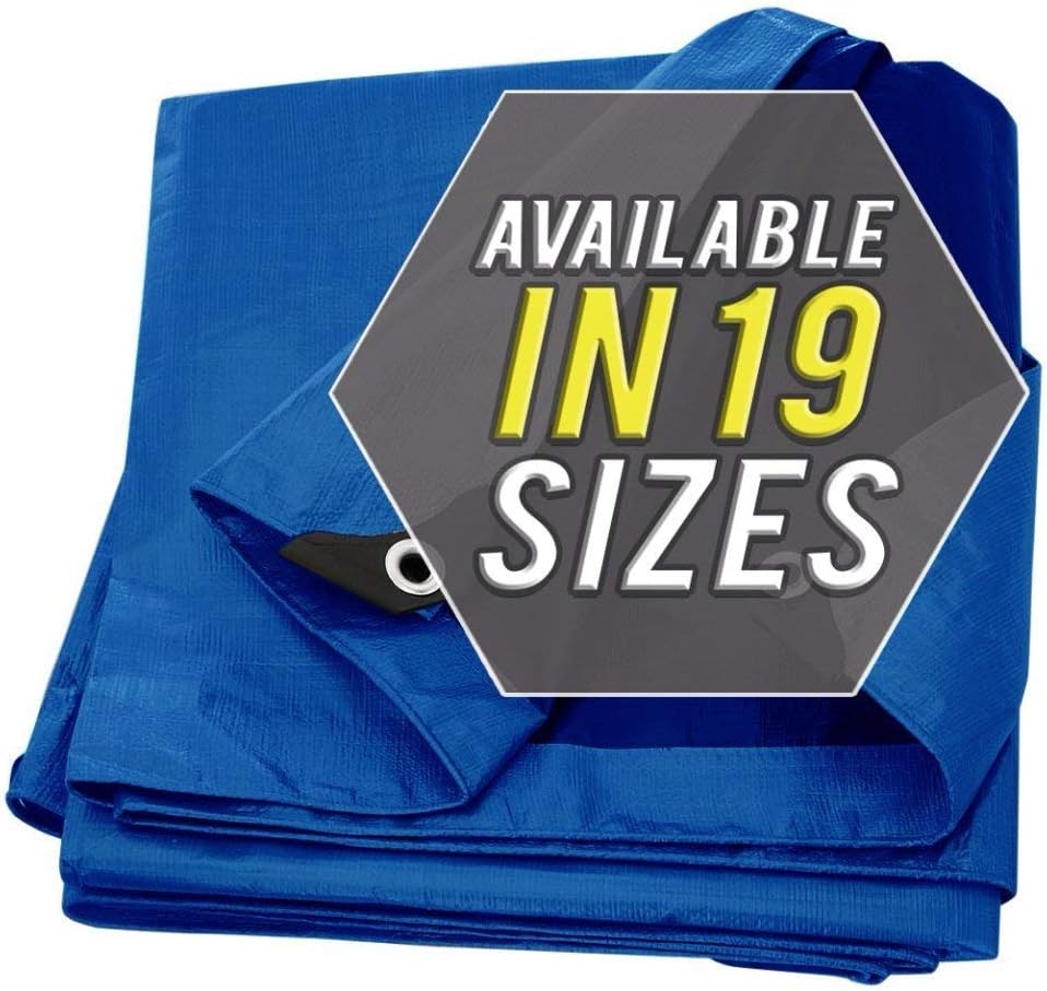 Large Waterproof Tarp - Heavy Duty 5 Mil Thick Poly Tarpaulin Ideal for Canopy Tents, Boats, RV or Pool Covers - Multipurpose Protective Tarps with Grommets for Indoor and Outdoor Use | 12' x 20'