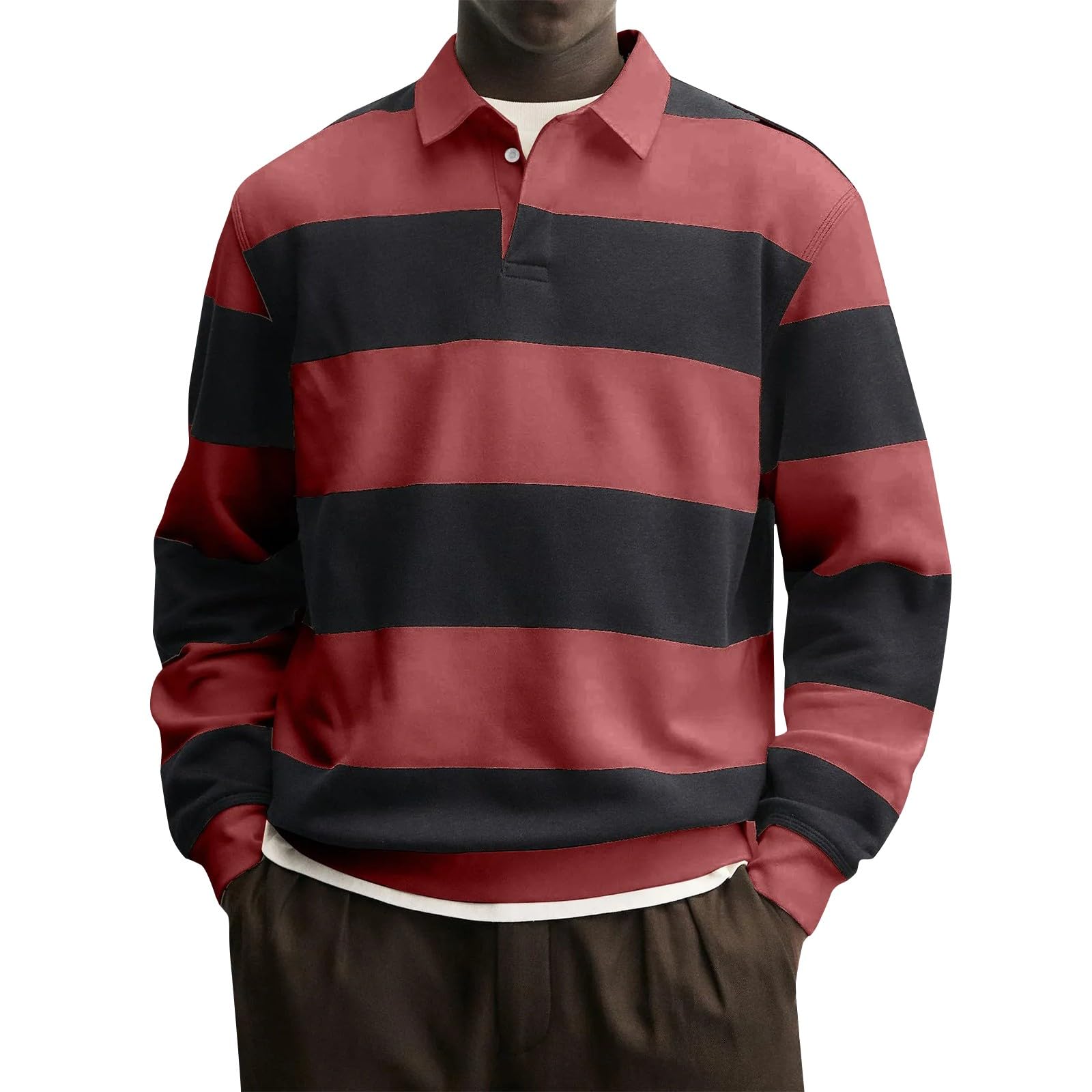 Polohemd für Herren, langärmelig, atmungsaktiv, Arbeitspolo-Shirt, lässig, Button-Down-Golf, Tennis, T-Shirt