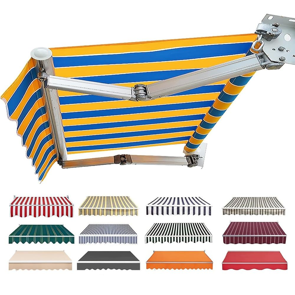 Tessuto di ricambio per tenda da sole, 2,3 x 1,5 m, 3,5 x 1,5 m, 3 x 2 m, resistente ai raggi UV, per esterni, patio, baldacchino, copertura retrattile (blu-giallo, 3 x 2 m)