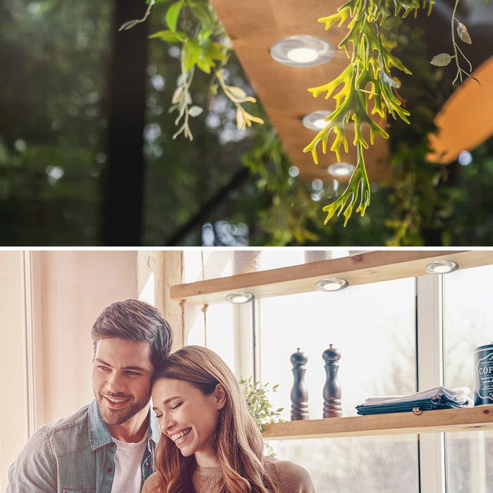 HOFTRONIC - 2er LED Einbaustrahler 230V Pavo Dimmbar Edelstahl 2700K Warmweiß Einbaustrahler Flach (Einbautiefe 12mm) LED Deckenleuchte IP44 für Badezimmer, Küche - Mini Möbeleinbauleuchten