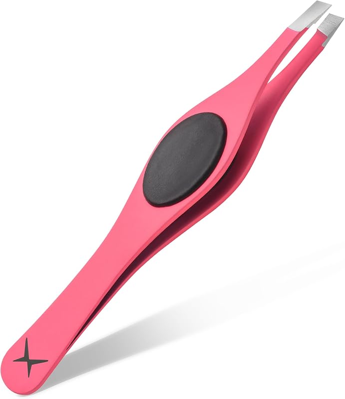 Pinça para sobrancelhas com ponta chanfrada 25° aaasportx em aço inoxidável japonês Hot Magenta