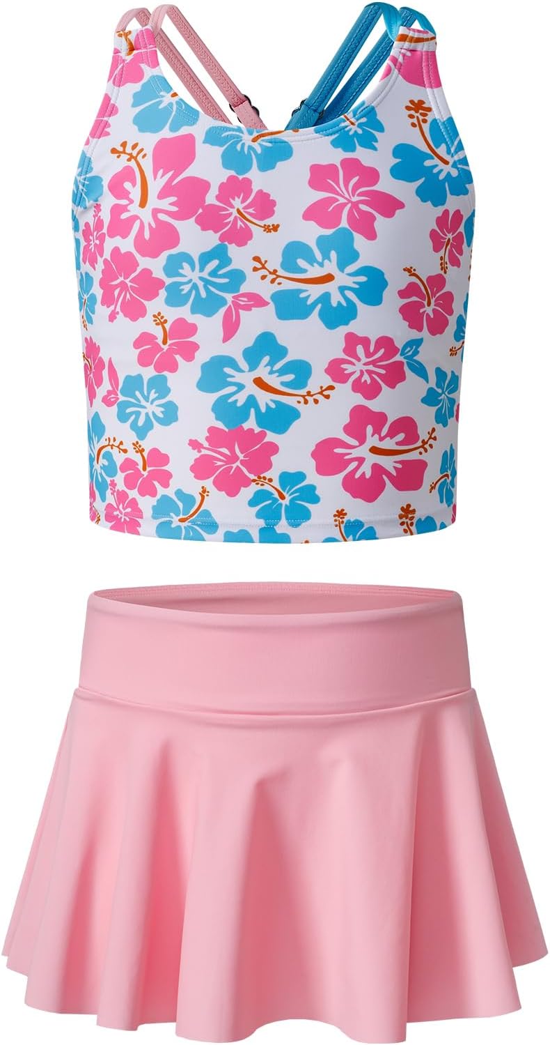 blibean Teen Girl Swimsuits 3 Piece Tankini Sets with Chest Pad Size 6-15 Years - Image 4