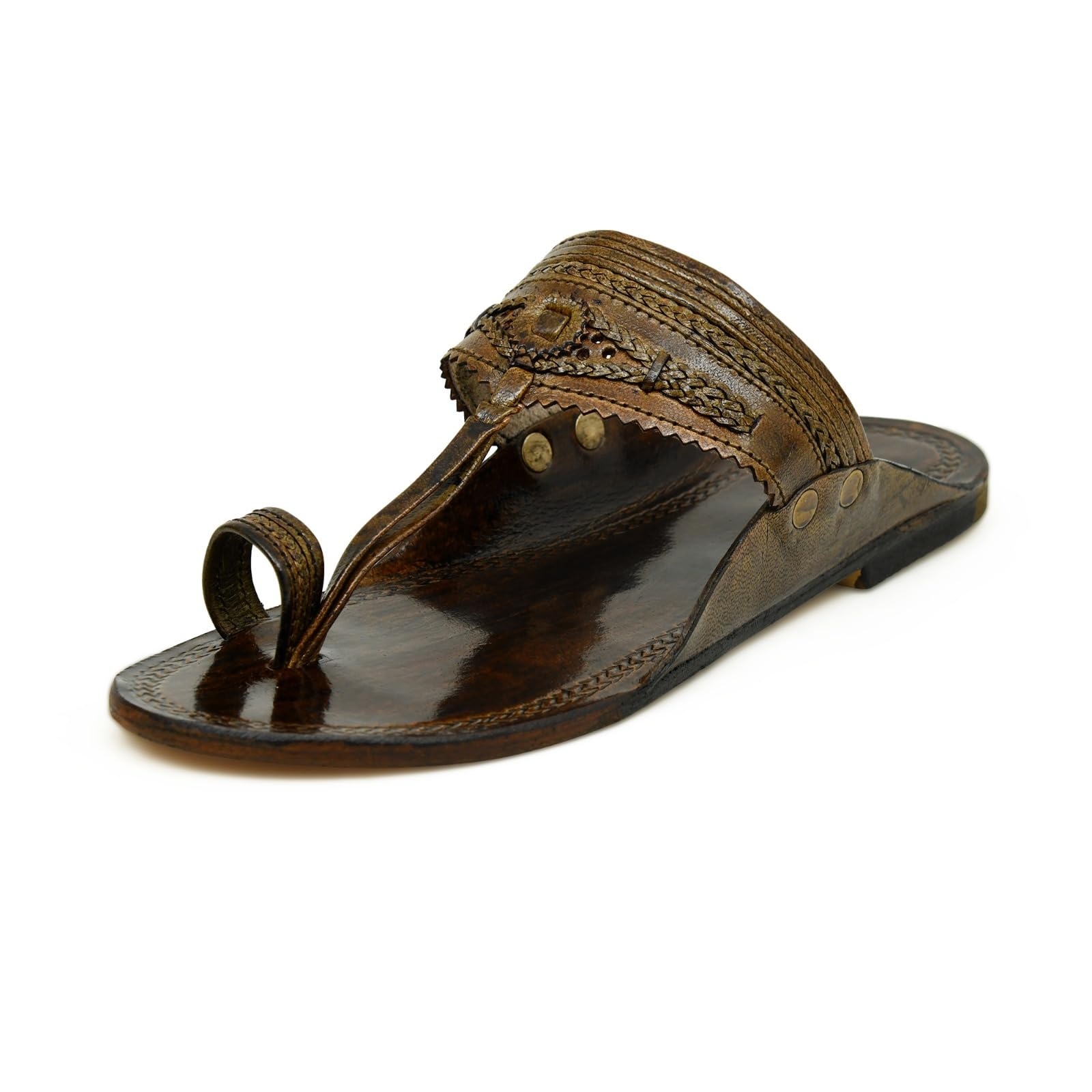 STEPFOX Genuine Leather Kolhapuri for Men| Handcrafted Slippers Thumb Style Ethnic Chappal Comfortable Sole-picture-39