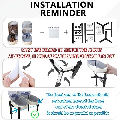 Miniatura 3 de Combinación de cuencos elevados para perros, alimentador por gravedad de 135 onzas y dispensador de agua, marco de acero con alturaancho ajustable,