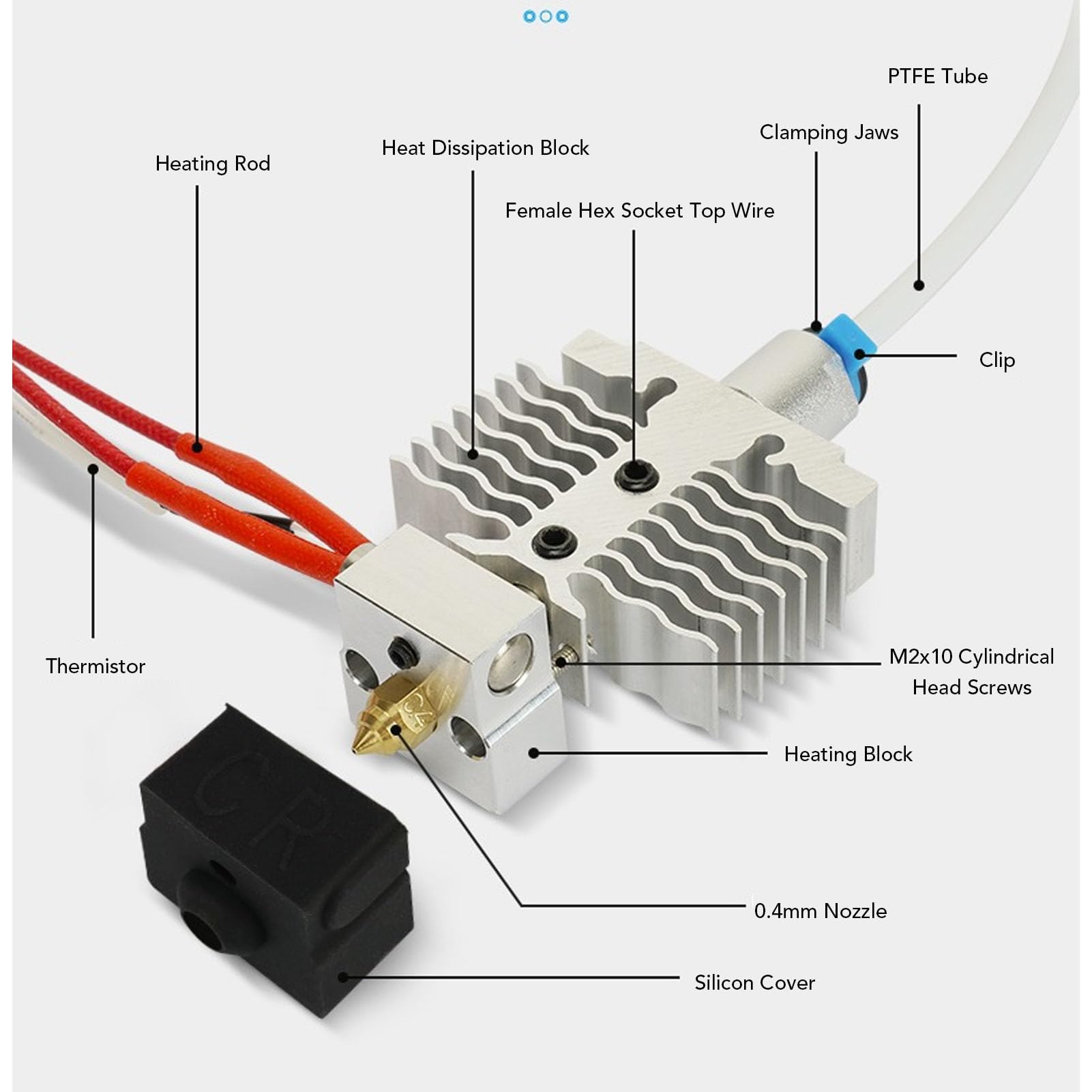 Für Ender-3 Neo V2 Neo Extruder Hotend Kit Drucker Heizungs Block Hot End Kit 24 V 40W Düse und Heizungsblockersatz