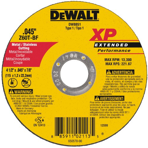 DEWALT DW8851 XP Cutoff Wheel, 4-1/2-Inch X .045-Inch X 7/8-Inch