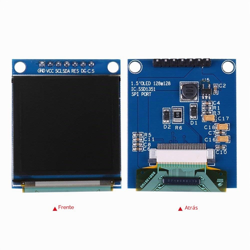 DollaTek Módulo de Pantalla OLED I2C IIC SPI Serie 128x128 Color OLED de 1.5 Pulgadas para Arduino