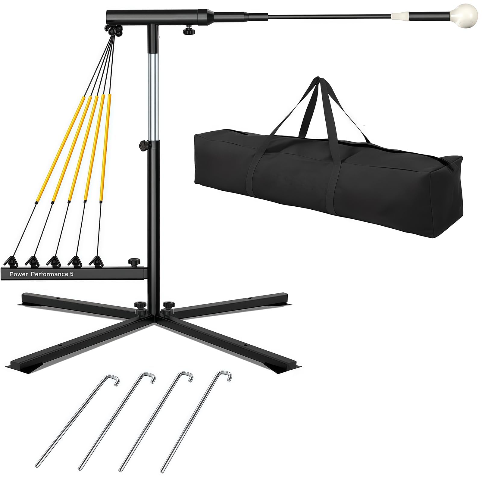Balançoire d'entraînement de baseball avec élastiques et kit de frappe portable