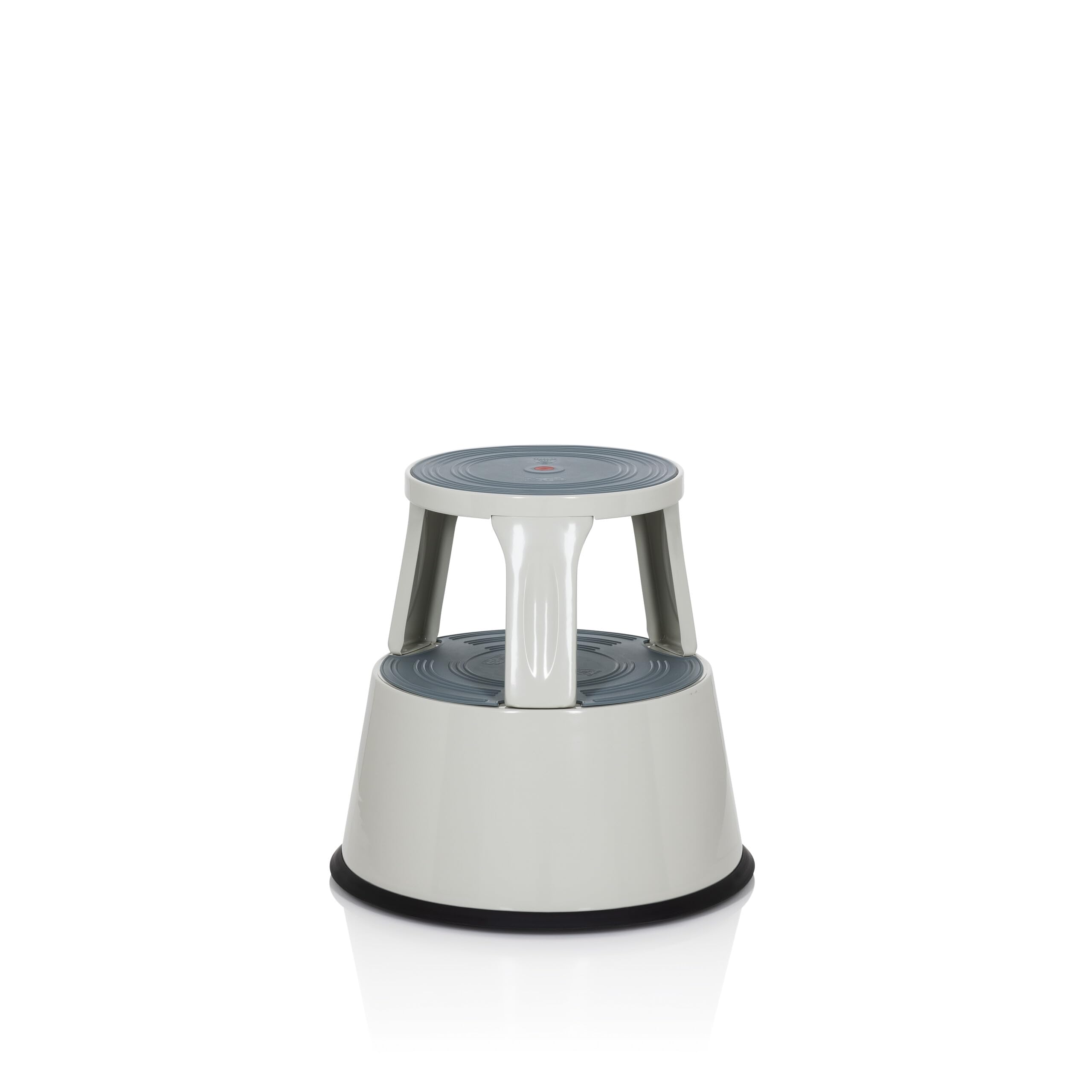 hjh OFFICE 830008 Taburete con Ruedas TIO-M II Metal Gris Claro, Altura 43 cm, soporta hasta 150 kg, Taburete rodante con 2 peldaños