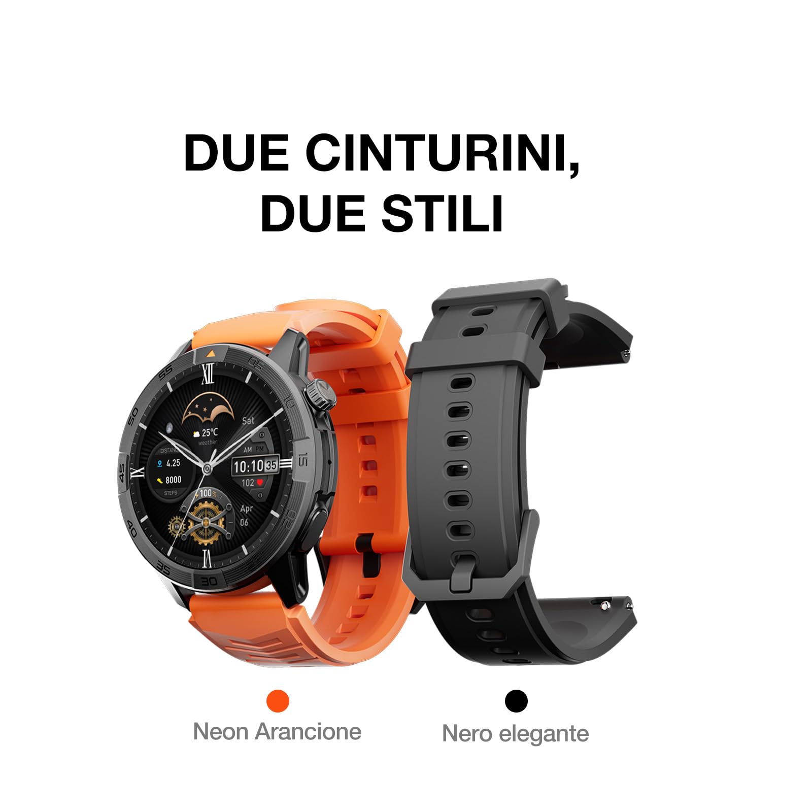 AGM Legion Pro Smartwatch Uomo Militare, Orologio GPS Trekking Rugged con Mappe Offline, 1,43" AMOLED, Chiamate, MIL-STD-810H, 5ATM Impermeabile, Fitness, 2 Cinturini