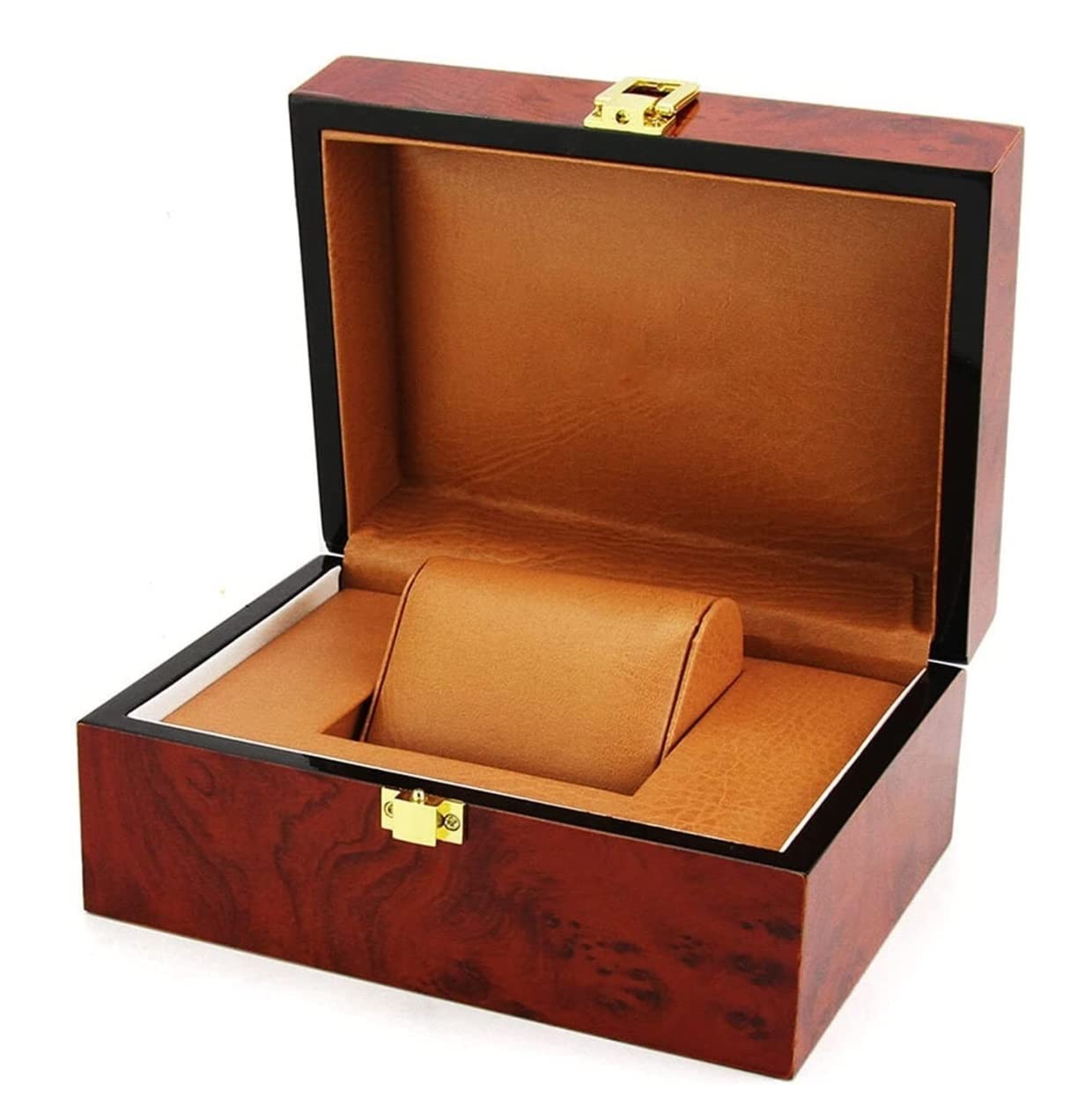 YNIYUJKL Watch Case Watch Organizer Display Single Slot Watch Gift Box Wooden Watch Display Case Jewelry Organiser Box Watch Box,Burgundy-18.5 * 13.5 * 8.5Cm
