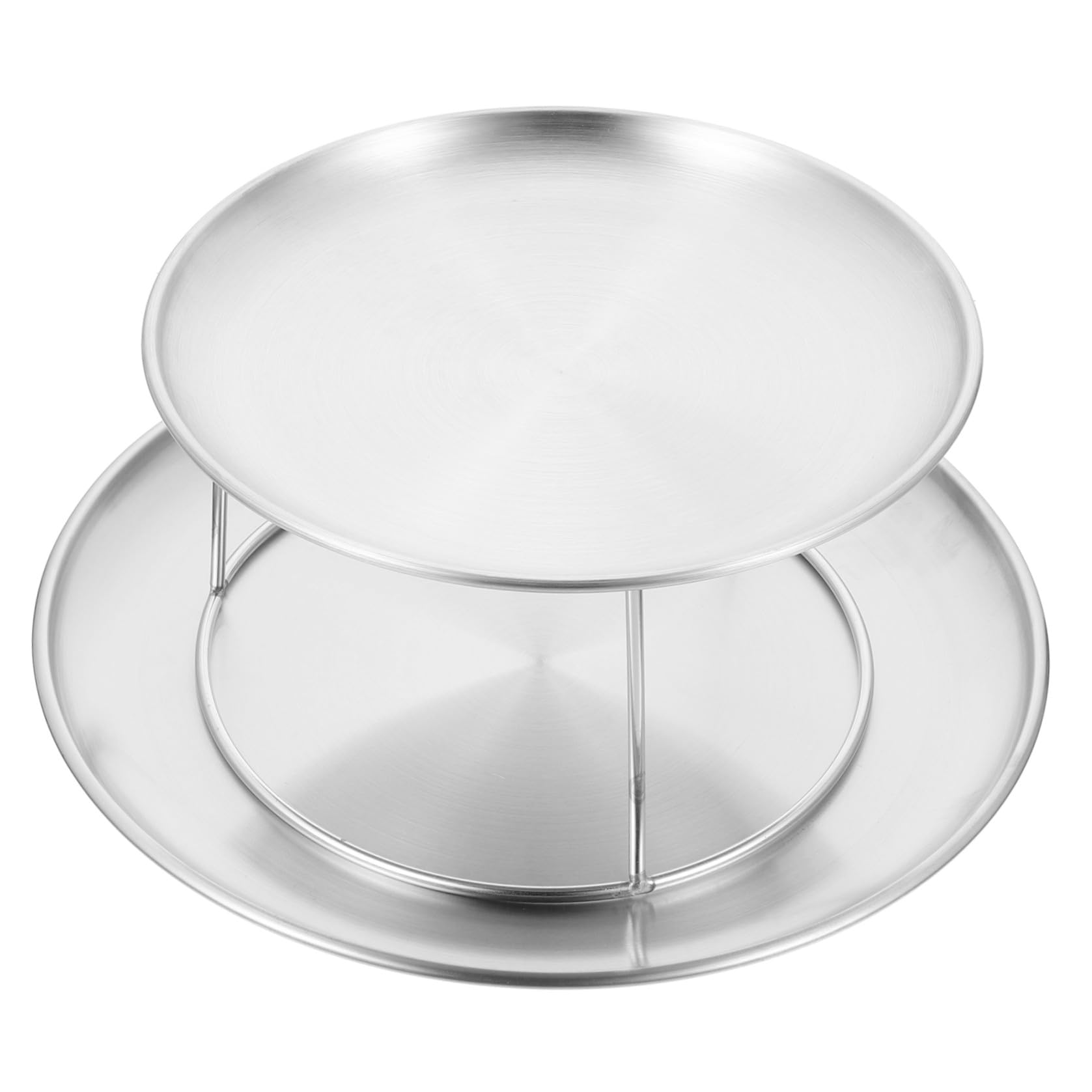 Alasum Set di Alzata per Dolci in Acciaio Inox Doppio Strato, Resistente e Pratico, per Compleanni e Buffet Design Semplice e Raffinato Color Argento