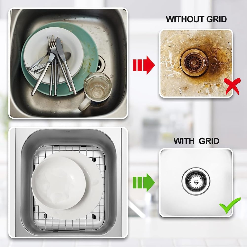 Lisher - Juego de 2 protectores de para cocina, rejilla de de acero inoxidable para fondo de , rejilla de fondo para platos