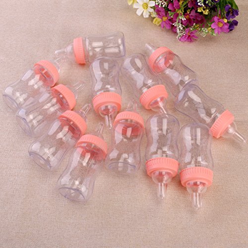 NUOLUX Baby Bottle Mini Candy Bottle for Showers Parties Birthday 12pcs (Pink)