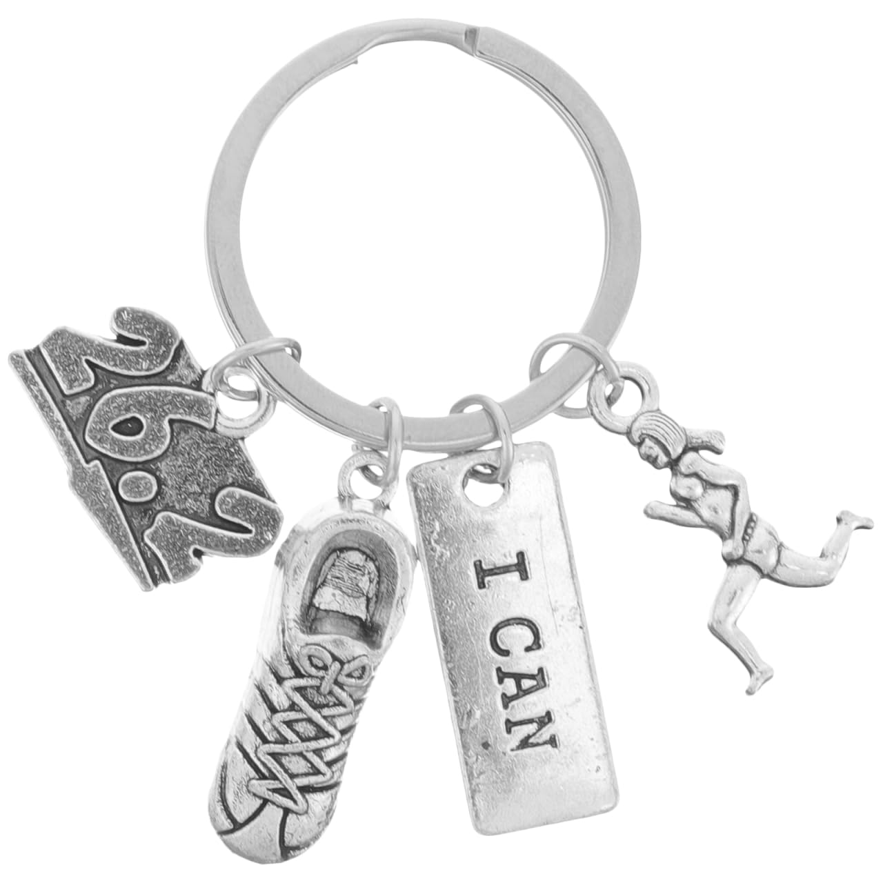 Toddmomy Inspirational Marathon Keychain 26.2 Handmade Running Key Rings with Creative Charm for Female Marathon Enthusiasts