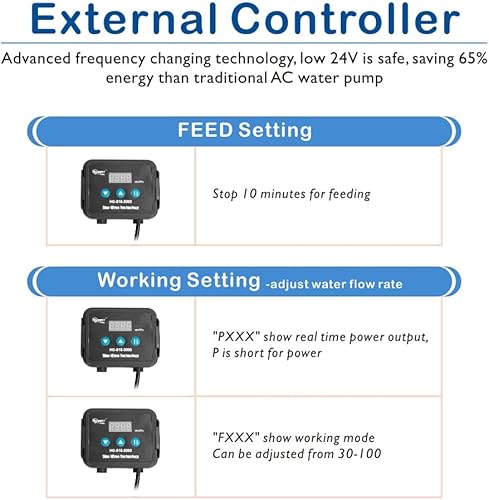 Miniatura 2 de Hygger Bomba de acuario de agua salada en líneasumergible de 24 V DC con controlador de pantalla LCD - Bomba de retorno de 1060 GPH para sumidero de