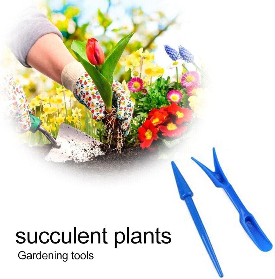 Set de 2 mini herramientas para jardín de plástico azul miniatura 5