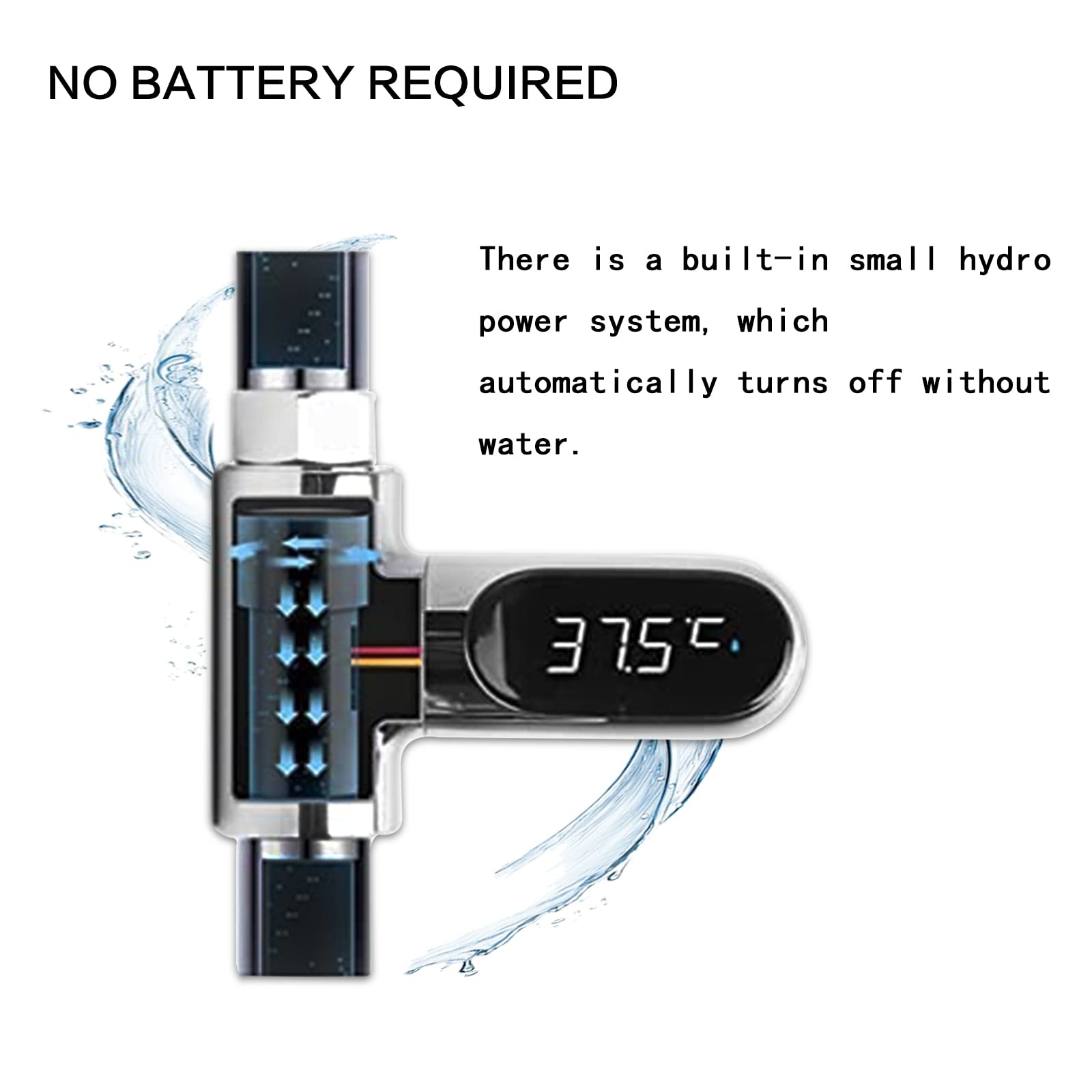 Termómetro de ducha de lectura instantánea para baño, temperatura del agua con pantalla digital LED de 360 °, pantalla giratoria, adecuado para baño de bebé, cocina, cuarto de baño