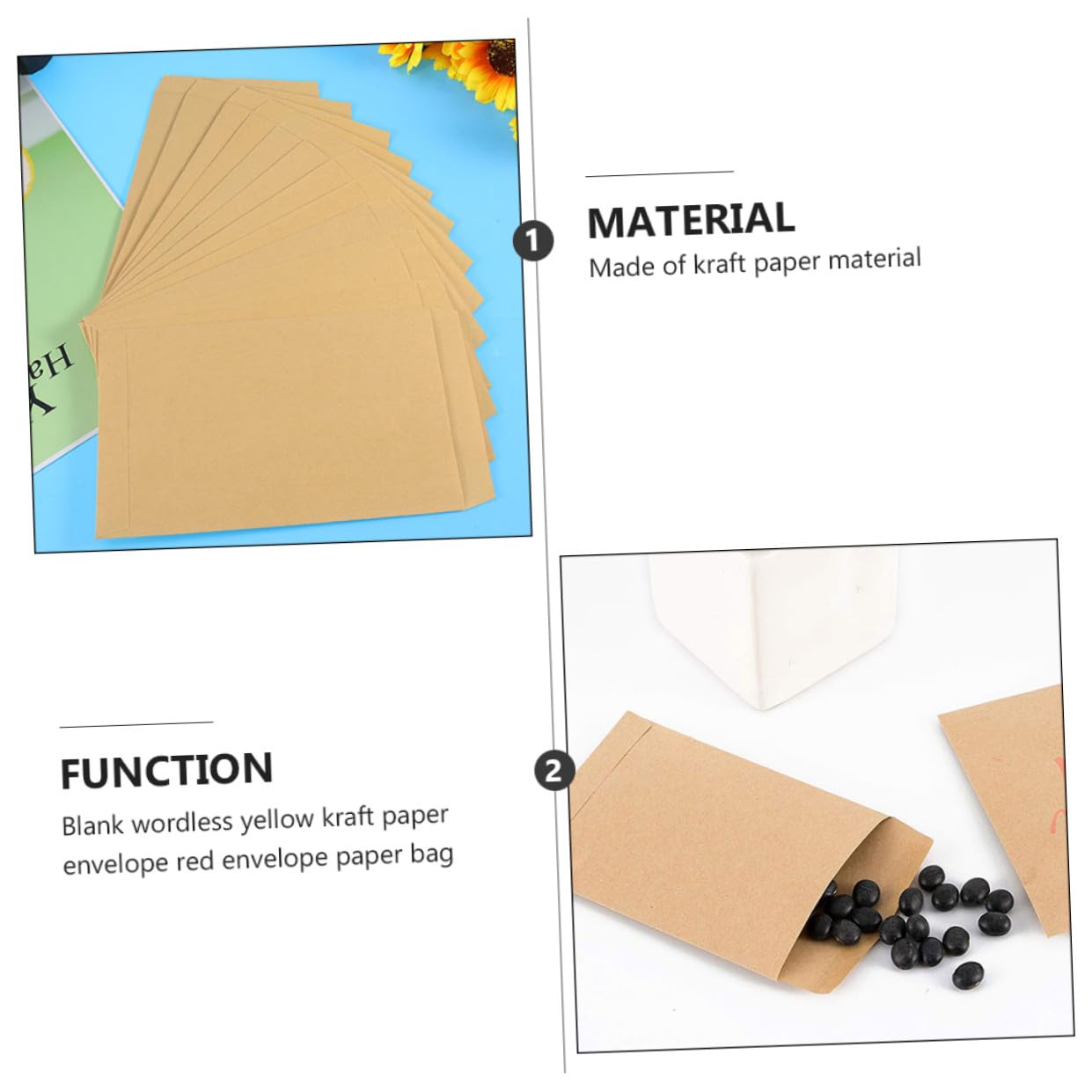 OSALADI Buste in Carta Kraft 200 Pezzi, Buste Bianche per Documenti, Colore Kaki, per Inviti e Shower, Aspetto Elegante