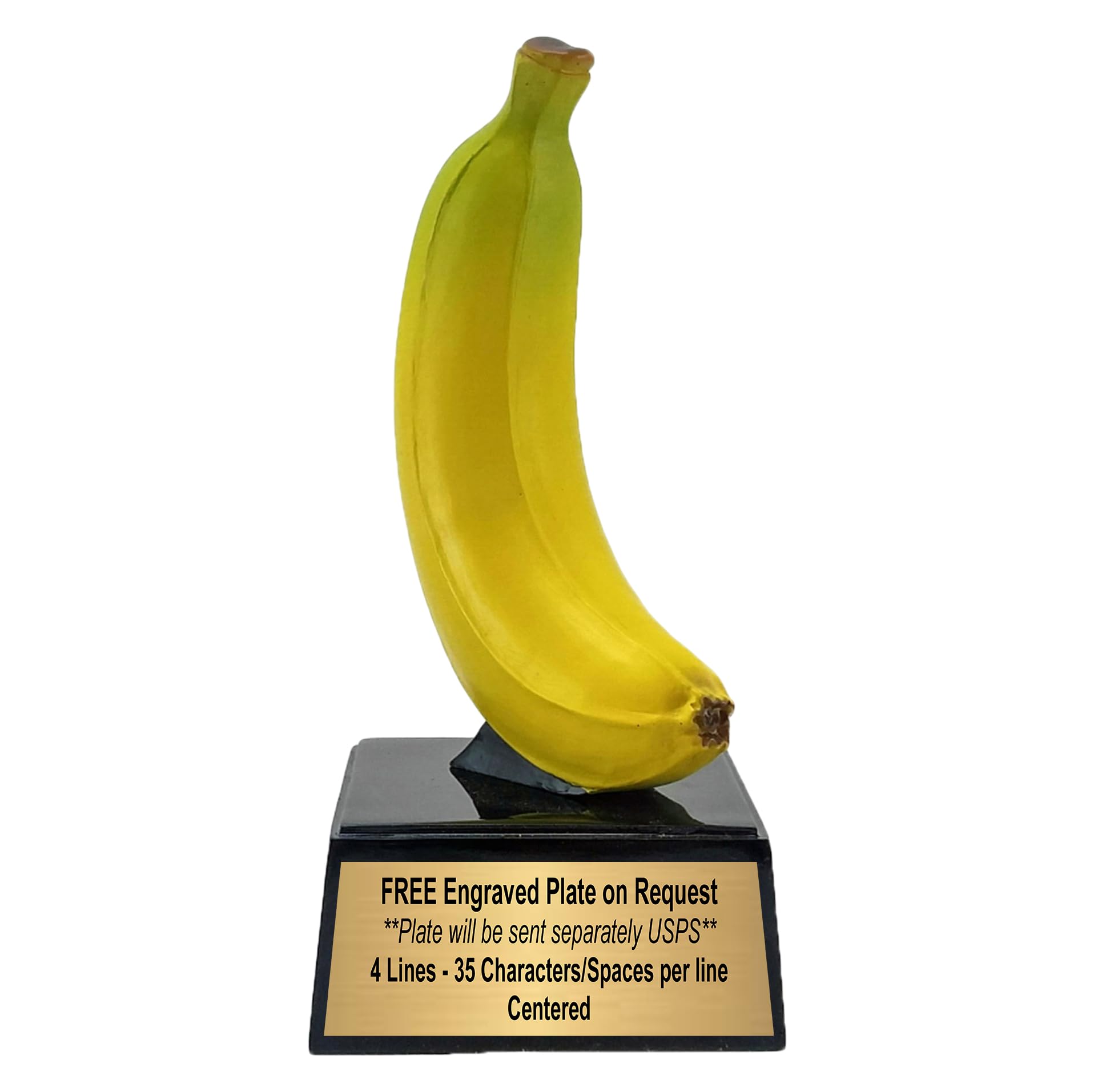 Decade Awards Banana Trophy on Black Base | Top Banana Award - 7 Inch Tall - Engraved Plate on Request