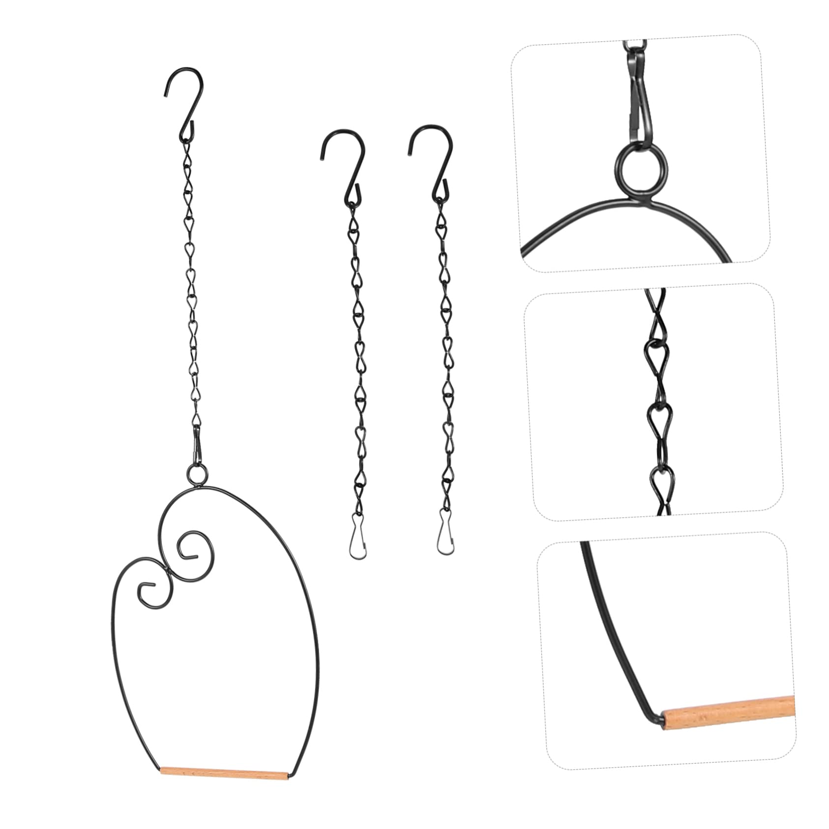 FRCOLOR 3ensembles Support De Perchoir pour Oiseaux Fer Station De Jeu Extérieure pour Perroquets avec Trois Chaînes Accessoire Pratique pour Entraînement Et Amusement des Oiseaux