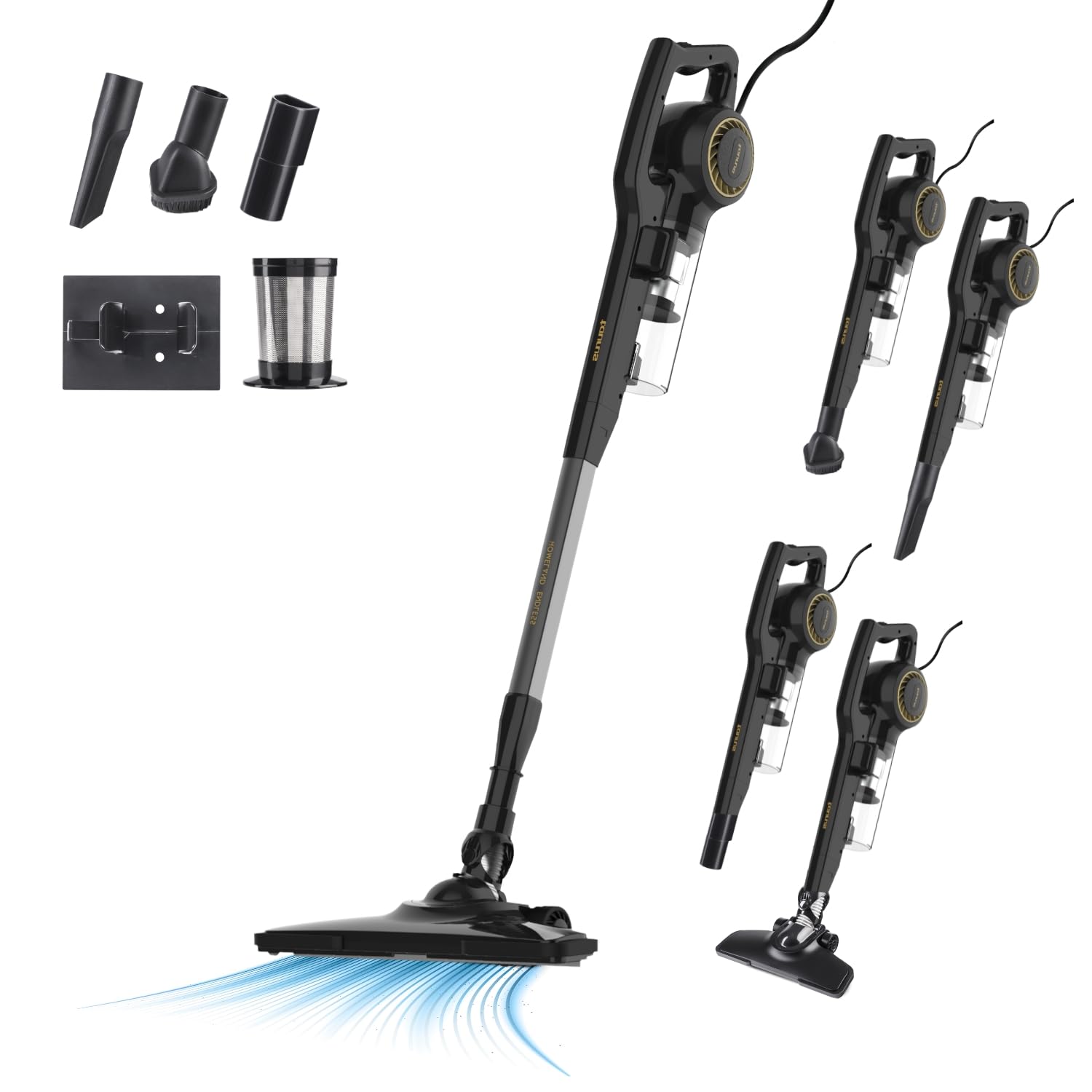 Taurus – Aspirador Vertical Homeland Endless, 600W, 18000 Pa, Escoba 3 en 1 con Lanza y Cepillo para Tapicerías, Filtro HEPA, Cable 6 m, Sistema Ciclónico, Negro