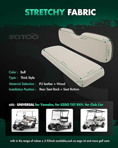 Miniatura 2 de SCITOO Cojines traseros de repuesto para asiento trasero de carrito de golf, asiento trasero para Club Car DS y modelos precedentes para EGZO, Buff,