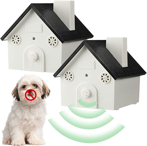 Paquete de 2 dispositivos de control de ladridos para perros dispositivo antiladridos para exteriores alcance de hasta 50 pies ajustable 3 niveles