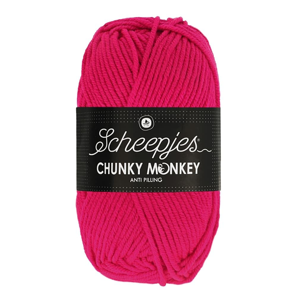 Scheepjes Chunky Monkey Aran Weight Yarn | 100g Ball | Anti-Pilling Acrylic | Soft & Hypoallergenic for Knitting and Crochet Blankets, Toys & Garments (1435 Magenta)