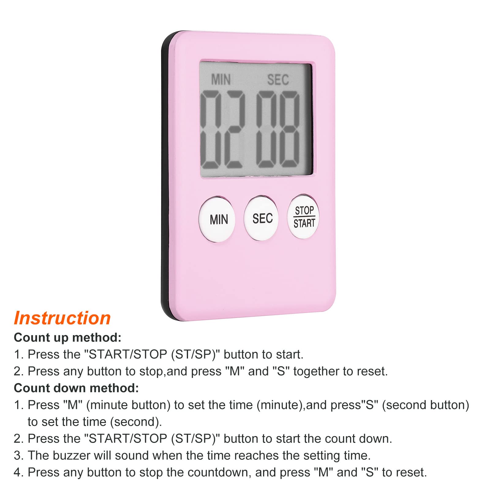 PATIKIL Digital Timer, 1Pcs Small Count Down/UP Clock with Magnetic - Image 3