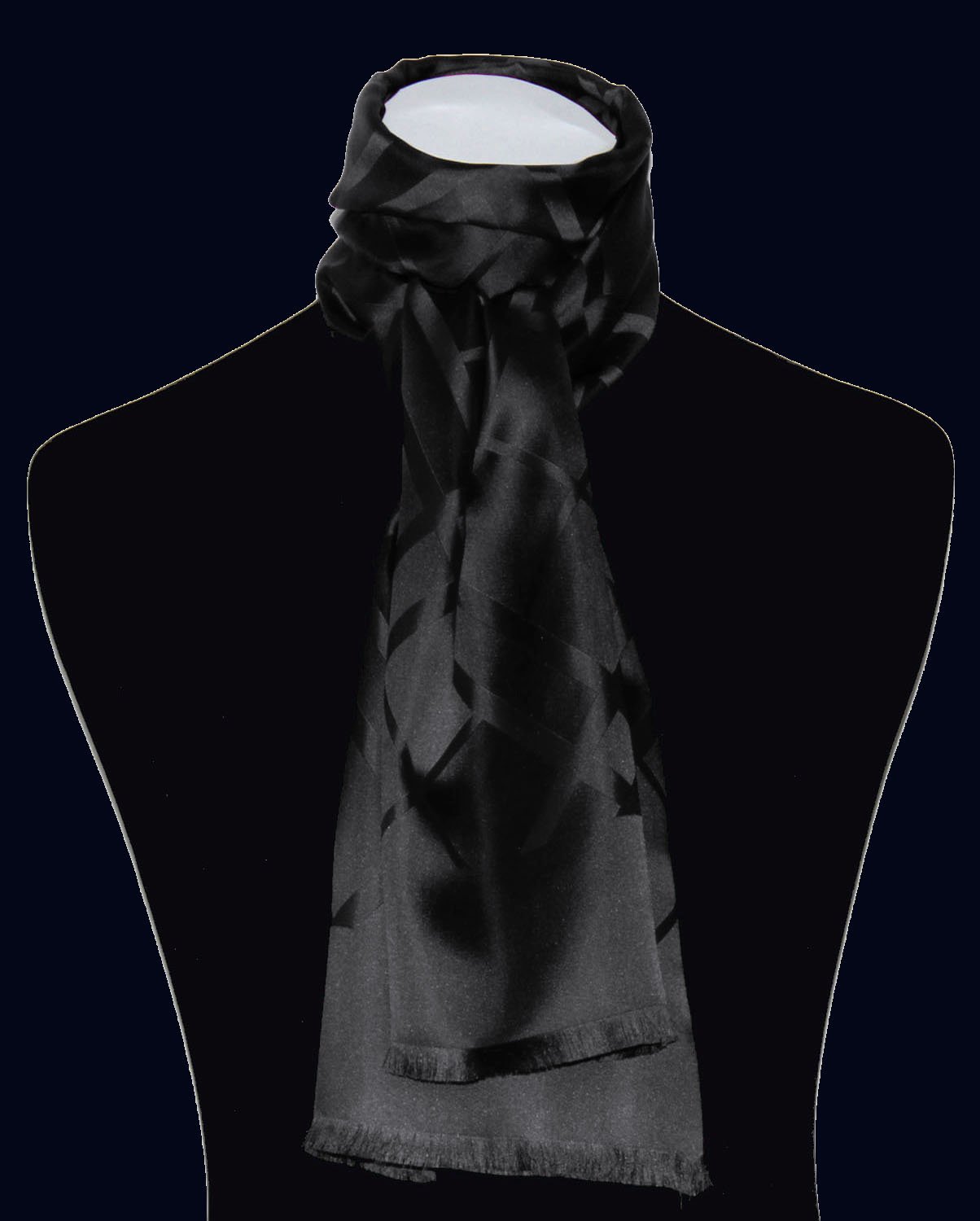 Lorenzo Cana Herren Schal aus 100% Seide aufwändig jacquard gewebt Damast Seidenschal Seidentuch Tuch schwarz black 25 cm x 160 cm - 8923311