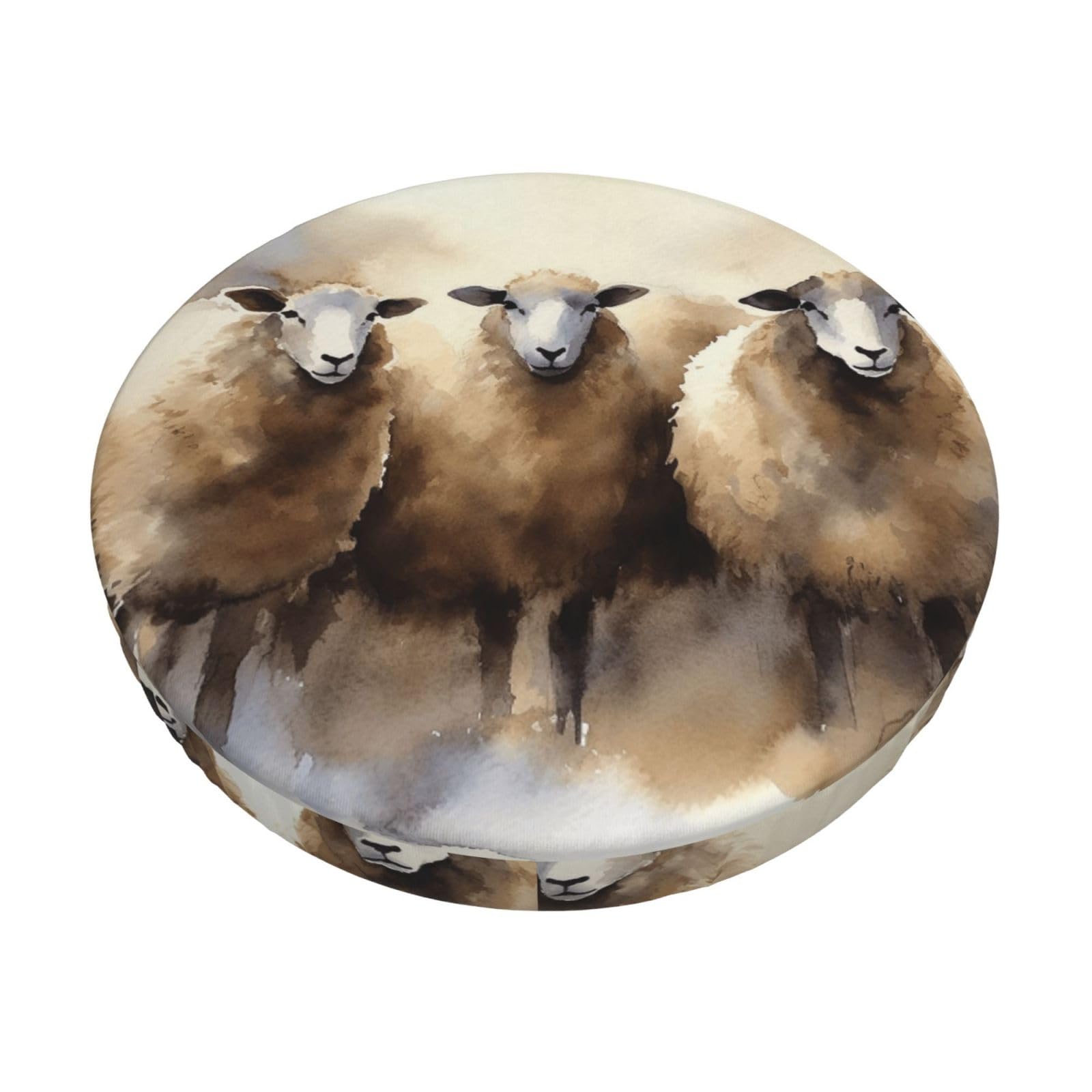 Fodpand Black Sheeps Watercolor Stool Covers Round 12 Inch, Stretch Round Bar Stool Seat Covers Washable Dustproof Stool Cushion Slipcover Soft Velvet Bar Chair Covers With Elastic Band