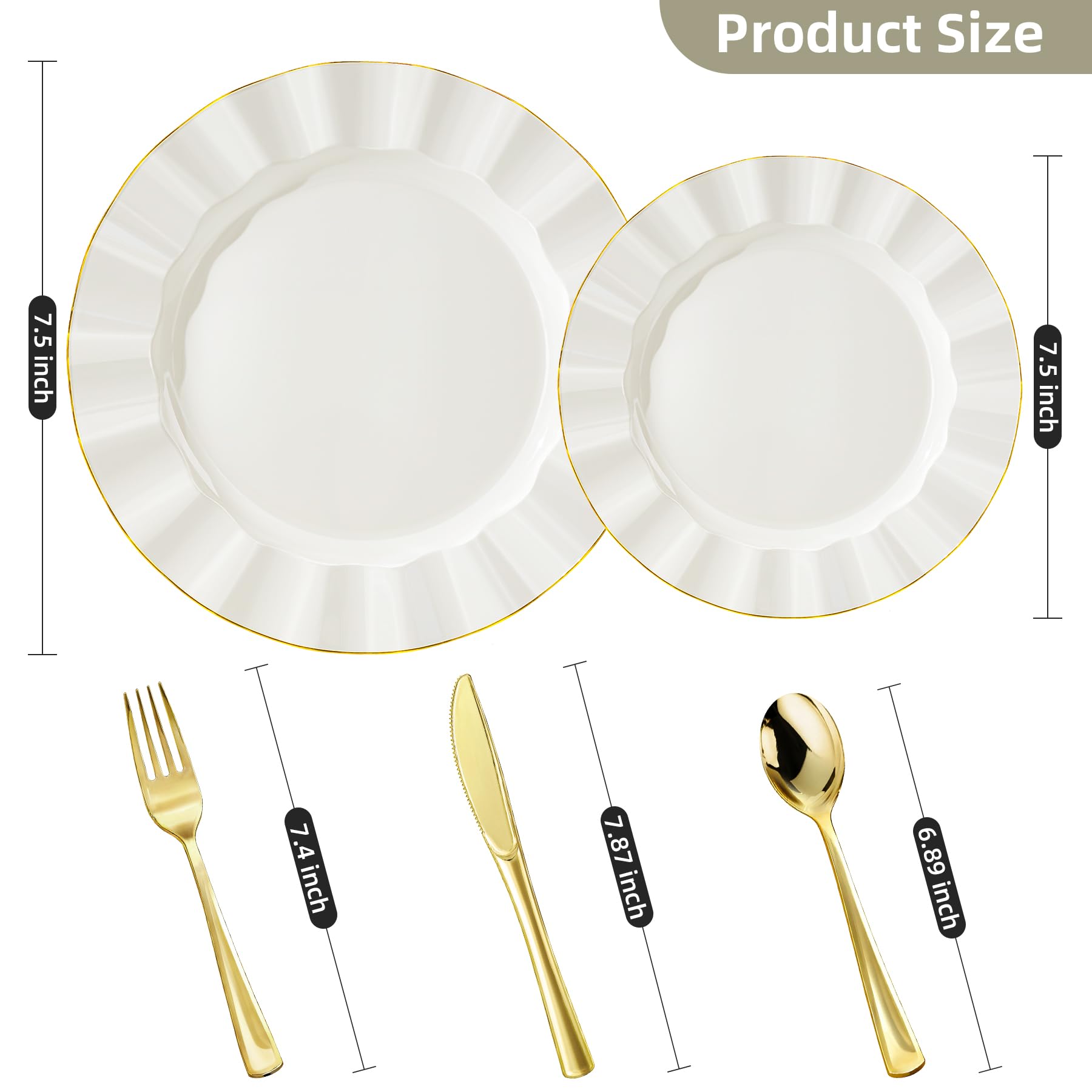 Ivory Plastic Plates Set - 125 Piece Wedding Plates -2 Ivory Plastic Plates Set - 125 Piece Wedding Plates -2