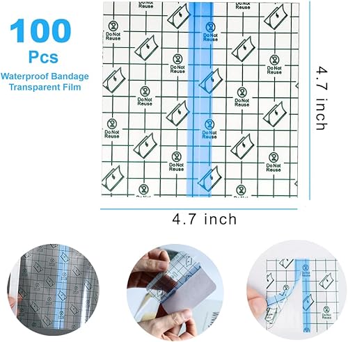 Miniatura 2 de 100 hojas transparentes impermeables para vendaje adhesivo de película transparente, cubierta de cinta adhesiva para tatuajes, ducha, protector de
