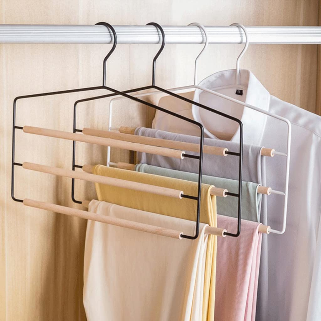 Grucce per Abiti Set da 5 Pezzi di Clip per Pantaloni, gruccia in Ferro battuto Multistrato a 3 Strati Senza Cuciture con Travi, Pantaloni per Vestiti per la casa, gruccia per Pantaloni per