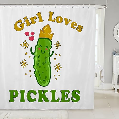 Pickles - Cortina de ducha para niños, bonita cortina de baño de dibujos animados para baño, para niñas, niños, adolescentes, decoración kawaii,