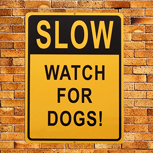 5 Pack Slow Down Signs for Pets, Slow Down Watch for Dogs Signs, Thick Metal Lawn Signs, 7 x 10 Inch High-Intensity Grade Reflective Yellow Aluminum Yard Signs for Sidewalks, Yards and Driveways - Thumbnail 7