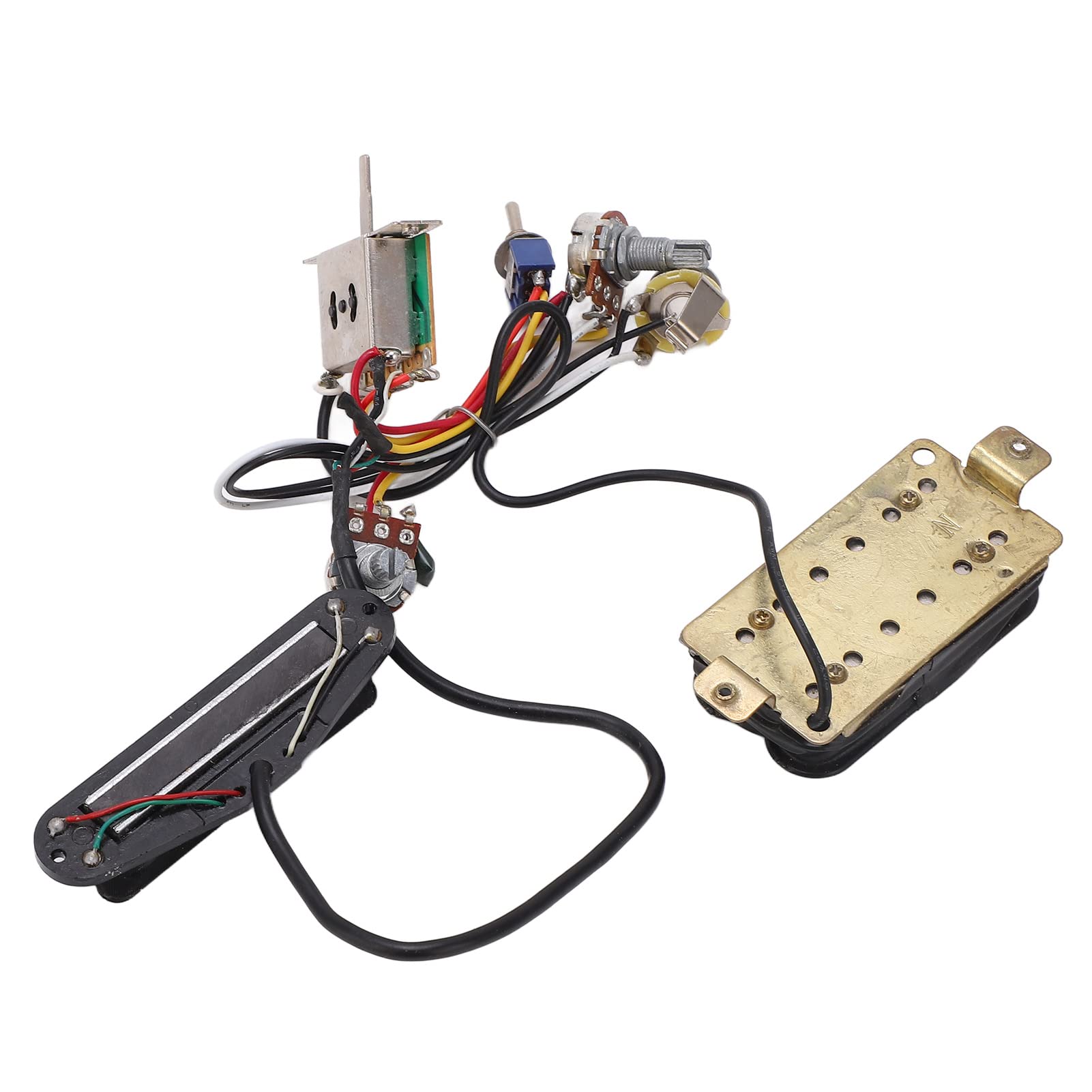 RiToEasysports Arnés de cableado de guitarra, kit precableado de doble riel con potenciómetro de 1T1V A500k B500k, diseño de blindaje de ruido para actualización de guitarra eléctrica
