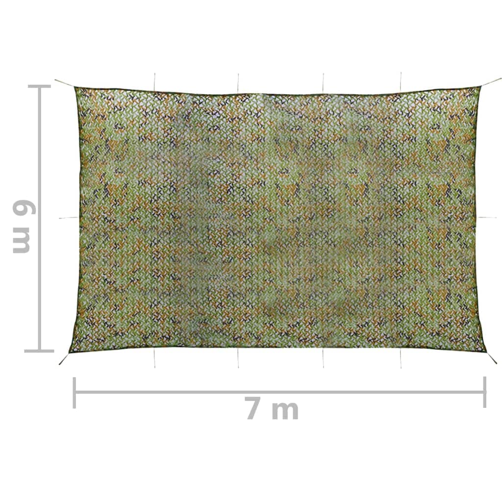 vidaXL Red de Camuflaje con Bolsa de Almacenamiento Acampar al Aire Libre Vehículos Observación de Aves Caza Pistolas Juego de Paintball Verde 6x7 m