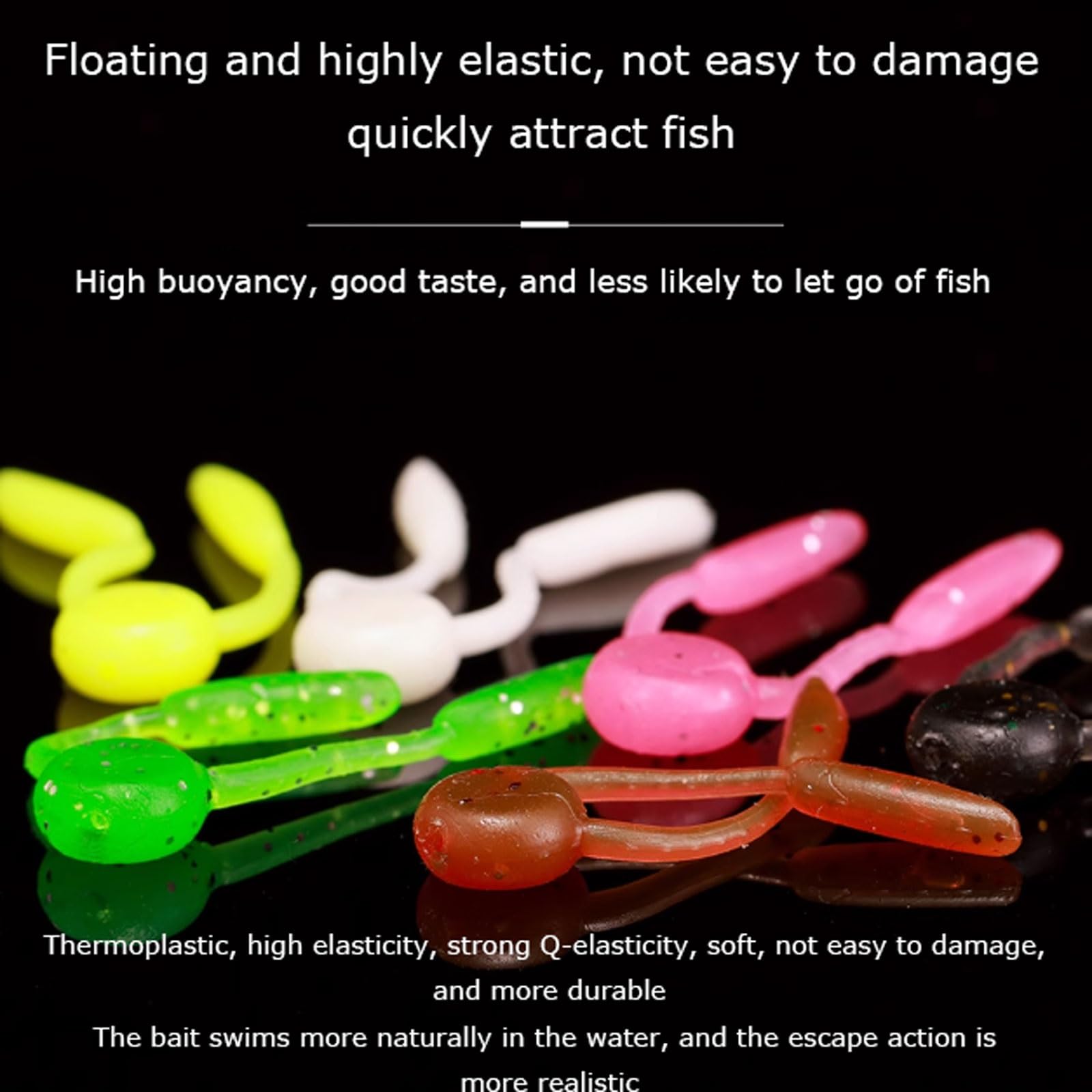 Lot de 120 leurres Souples flottants en TPE parfumés Compatible with Attirer Les Poissons, Action réaliste Compatible with Bars, perches et Poissons-crapets